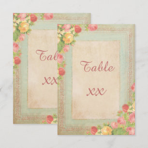 Elegant Vintage Roses Wedding Table Number