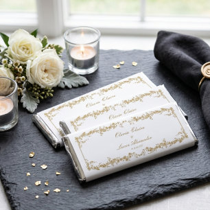 Elegant Vintage Royal White Gold Floral Wedding Hershey Bar Favors