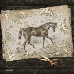 Elegant Vintage Rustic Beige Horse Floral Toile Tissue Paper
