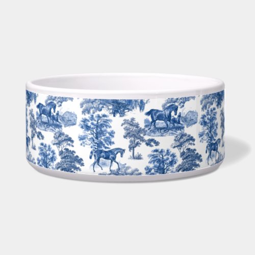 Elegant Vintage Rustic Blue Horses Country Toile Bowl