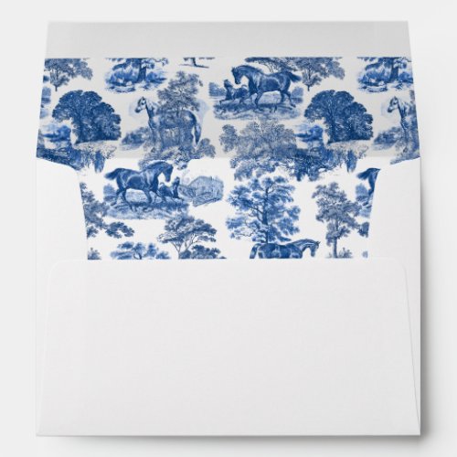 Elegant Vintage Rustic Blue Horses Country Toile Envelope