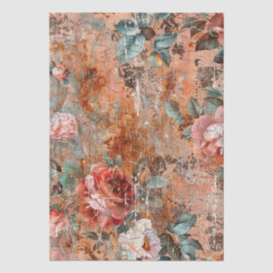 Elegant Vintage Rustic Floral Crackle Decoupage Tissue Paper
