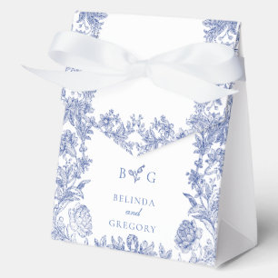 Elegant Vintage Rustic French Blue Floral Wedding Favor Boxes