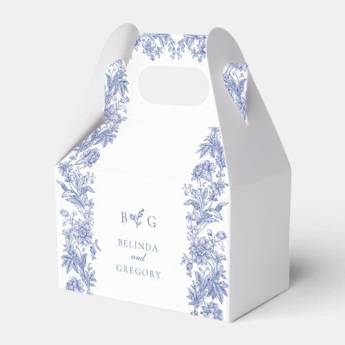 Elegant Vintage Rustic French Blue Floral Wedding Favor Boxes