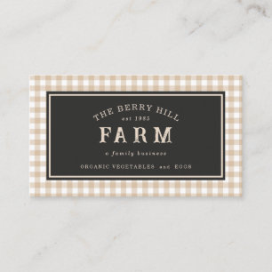 Elegant Vintage Rustic Gingham Farm  Business Card