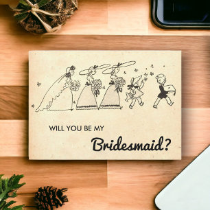 Elegant Vintage Rustic Old Modern Bridesmaid Card