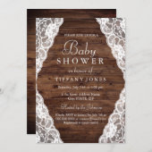 Elegant Vintage Rustic Wood Lace Baby Shower Invitation (Front/Back)
