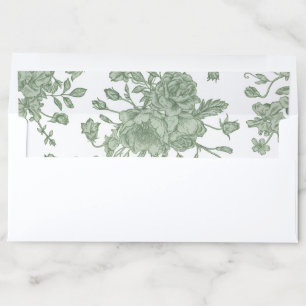 Elegant Vintage Sage Green French Floral Wedding Envelope Liner