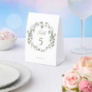 Elegant Vintage Sage Green French Floral Wedding  Paper Table Tent
