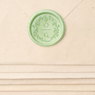 Elegant Vintage Sage Green French Floral Wedding Wax Seal Sticker
