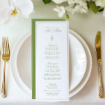 Elegant Vintage Sage Green Garden Wedding Menu<br><div class="desc">Designed for garden weddings, formal outdoor receptions, and timeless celebrations. The back includes customizable initials (delete if not needed), offering a personalized touch for your event. Fully editable with your meal selections and details to perfectly match your wedding aesthetic. Coordinates with the “Iris” Wedding Invitation Collection — view the full...</div>