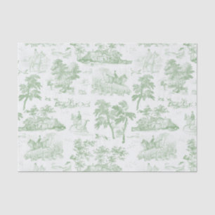 Elegant Vintage Sage Green Horse Hunting Toile Tissue Paper