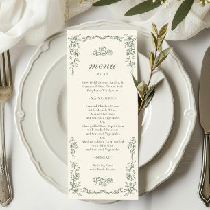 Elegant Vintage Sage Green Wedding Menu