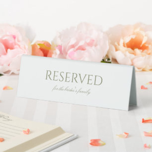 Elegant Vintage Sage Green Wedding Reserved Table Tent