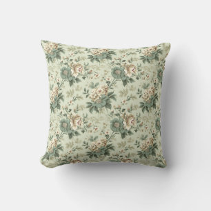 Elegant vintage sage green white shabby chic throw pillow