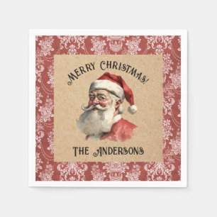 Elegant Vintage Santa Claus Christmas Party Napkins