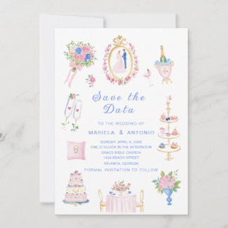 Elegant Vintage save the data Watercolor Wedding F Invitation