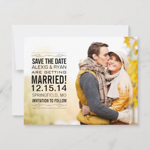 ELEGANT VINTAGE SAVE THE DATE POSTCARD