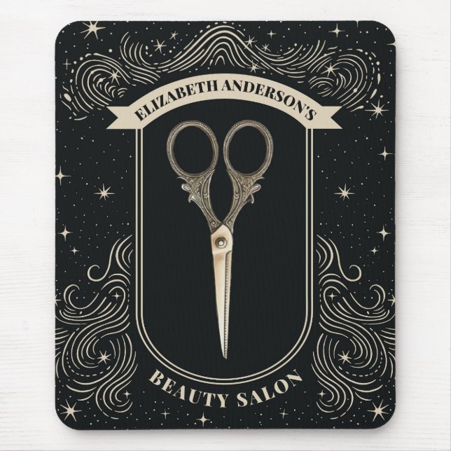 Elegant Vintage Scissors Hair Salon Mouse Pad (Front)