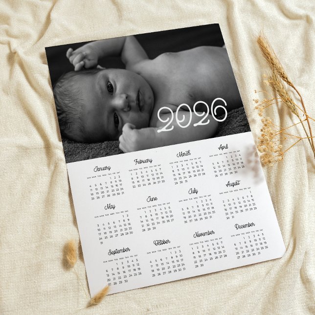 Elegant vintage script 2026 photo calendar poster (Creator Uploaded)