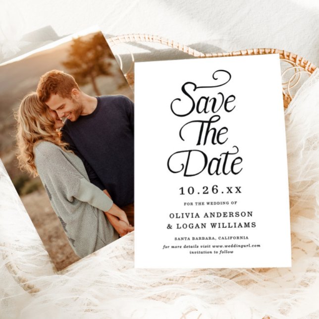 Elegant Vintage Script Photo Wedding Save the Date (Creator Uploaded)