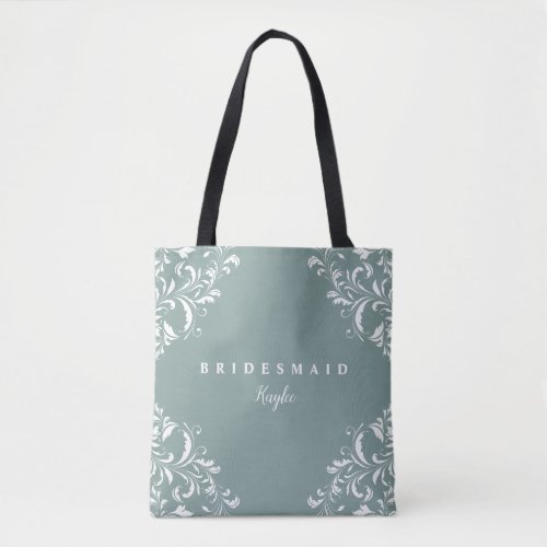 Elegant Vintage Sea Green Wedding Bridesmaids Tote Bag