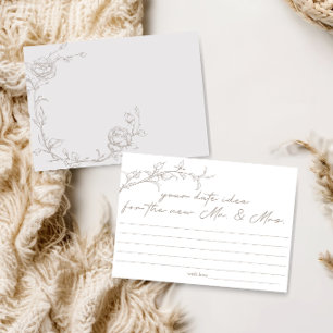 Elegant Vintage Sepia Date Night Idea Shower Game Stationery