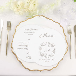 Elegant Vintage Sepia Floral Wedding Menu