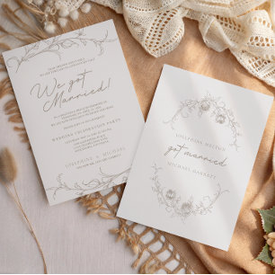 Elegant Vintage Sepia Married Wedding Announcement