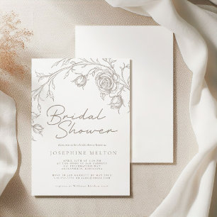 Elegant Vintage Sepia Rose Bridal Shower Invitation