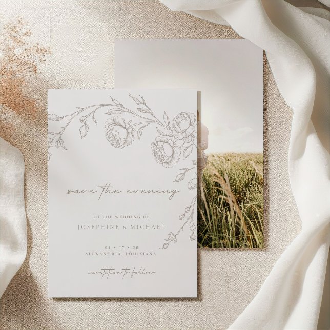 Elegant Vintage Sepia Save the Evening Wedding Date (Creator Uploaded)