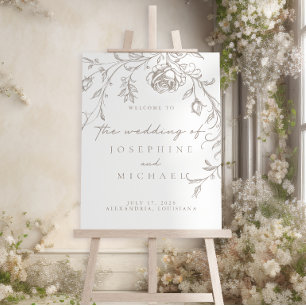 Elegant Vintage Sepia Wedding Welcome Sign