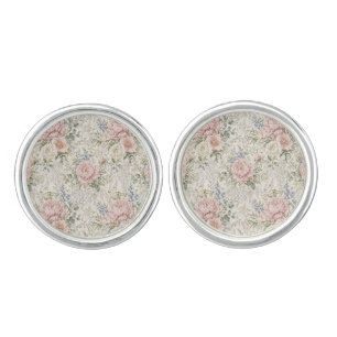 Elegant Vintage Shabby Chic Blush Pink Peony Cufflinks