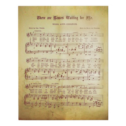 Elegant Vintage Sheet Music Notes Love Song Faux Canvas Print