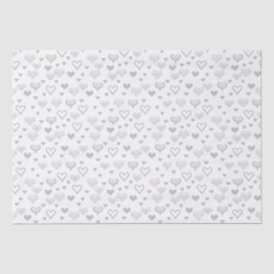 Elegant Vintage Silver Hearts Wedding, Engagement Tissue Paper