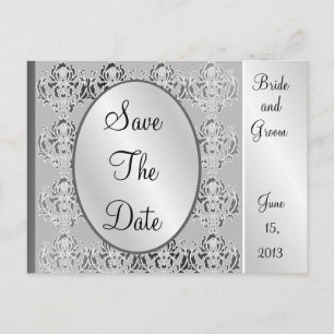 Elegant Vintage Silver Save The Date Postcards