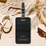 Elegant Vintage | Simple Minimal Black Luggage Tag<br><div class="desc">This minimalist luggage tag features elegant,  vintage look gold text typography and a simple classic layout on a dark black textured look background for a professional look for the business traveler.</div>