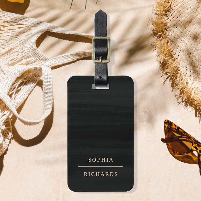 Elegant Vintage | Simple Minimal Black Luggage Tag (An elegant, professional luggage tag that is stylish enough to accompany you anywhere!)