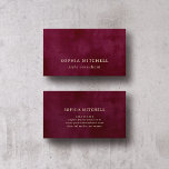 Elegant Vintage | Simple Minimal Burgundy Business Card<br><div class="desc">These minimalist business cards feature elegant,  vintage look gold text typography and a simple classic layout on a rich,  burgundy textured look background for a professional look.</div>