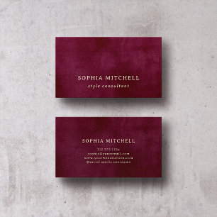 Elegant Vintage   Simple Minimal Burgundy Business Card