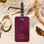 Elegant Vintage | Simple Minimal Burgundy Luggage Tag<br><div class="desc">This minimalist luggage tag features elegant,  vintage look gold text typography and a simple classic layout on a rich,  burgundy textured look background for a professional look for the business traveler.</div>