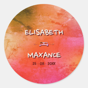 Elegant Vintage Skateboard Wedding terracotta Classic Round Sticker
