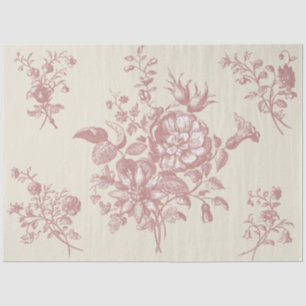 Elegant Vintage Soft Pink Floral on Beige Tissue Paper