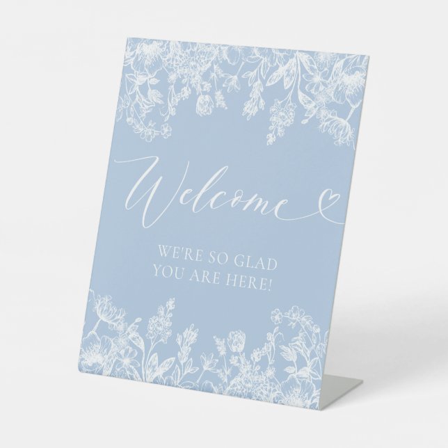 Elegant Vintage Something Blue Welcome Sign (Front)