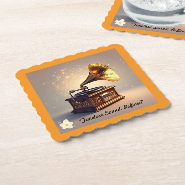 "Elegant Vintage Sound" Paper Coaster (Angled)