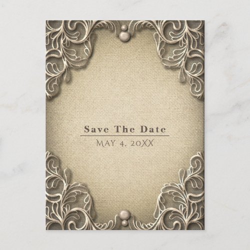 Elegant Vintage Southern Charm Lace Save The Date Announcement Postcard