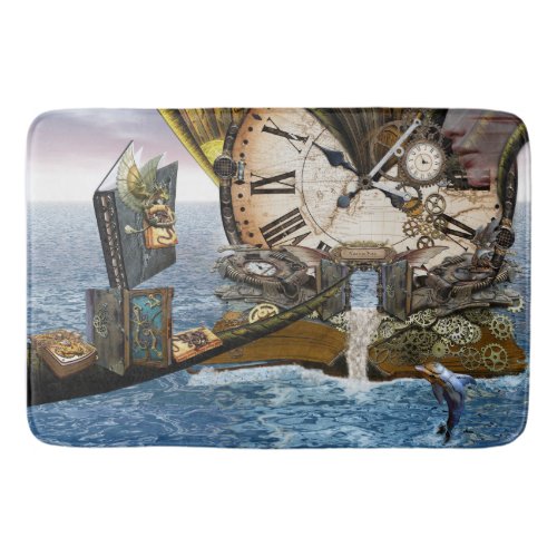 Elegant Vintage Steampunk dragon art Bathroom Mat