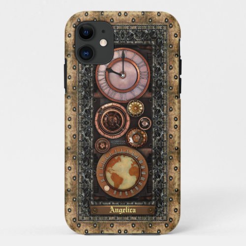 Elegant Vintage Steampunk Timepiece iPhone 11 Case