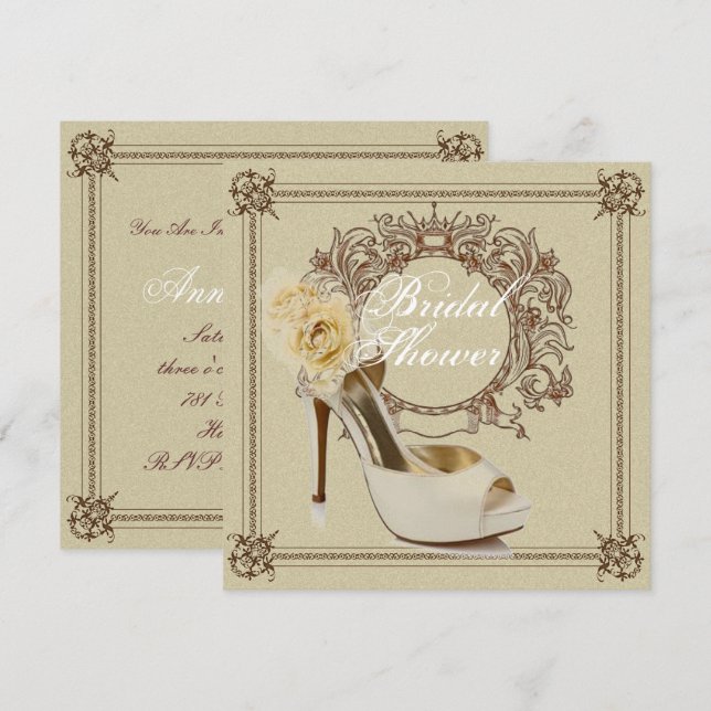 Elegant Vintage Stiletto Bridal Shower Invitation (Front/Back)