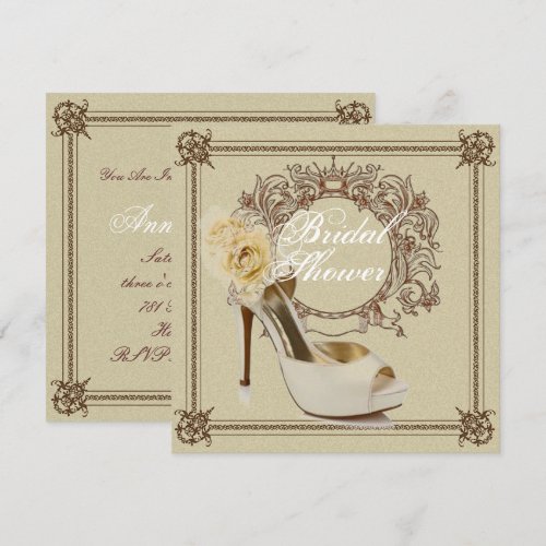 Elegant Vintage Stiletto Bridal Shower Invitation